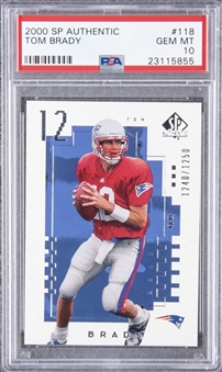 2000 SP Authentic #118 Tom Brady Rookie Card (#1240/1250) – PSA GEM MT 10